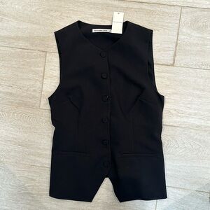 Abercrombie & Fitch Black Button Down Vest Top